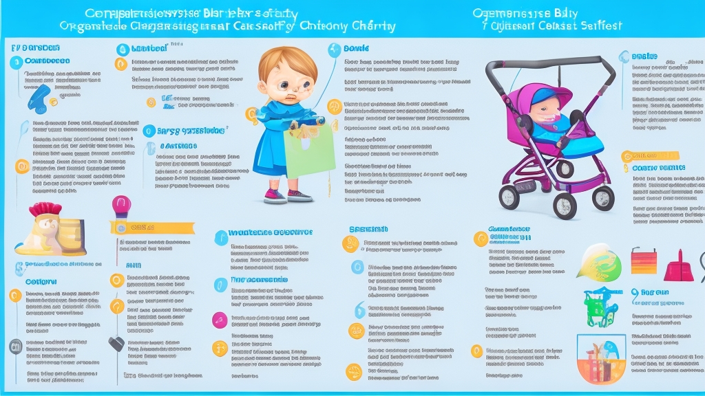 Átfogó babakocsi biztonsági ellenőrző lista infografika tanúsítványokkal és biztonsági funkciókkal